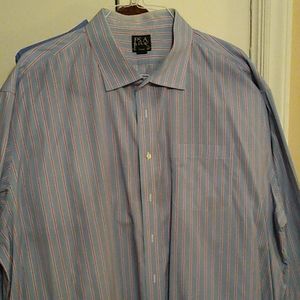 Men's dress shirt blue with red stripe VGC